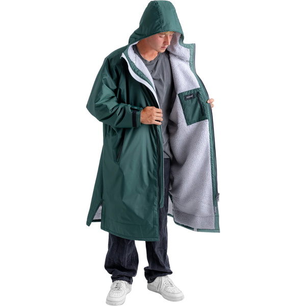 2026 Dryrobe Advance Langærmet Omklædningskåbe DALSV3 - Dark Green / Nimbus Cloud